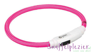 lichtgevende halsband hond van Trixie ledhalsband roze