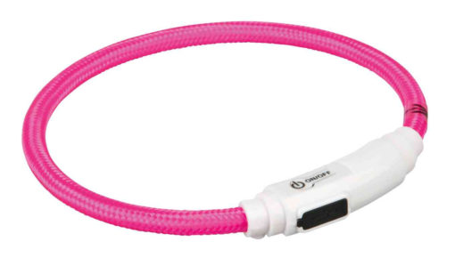 lichtgevende halsband hond van Trixie ledhalsband roze