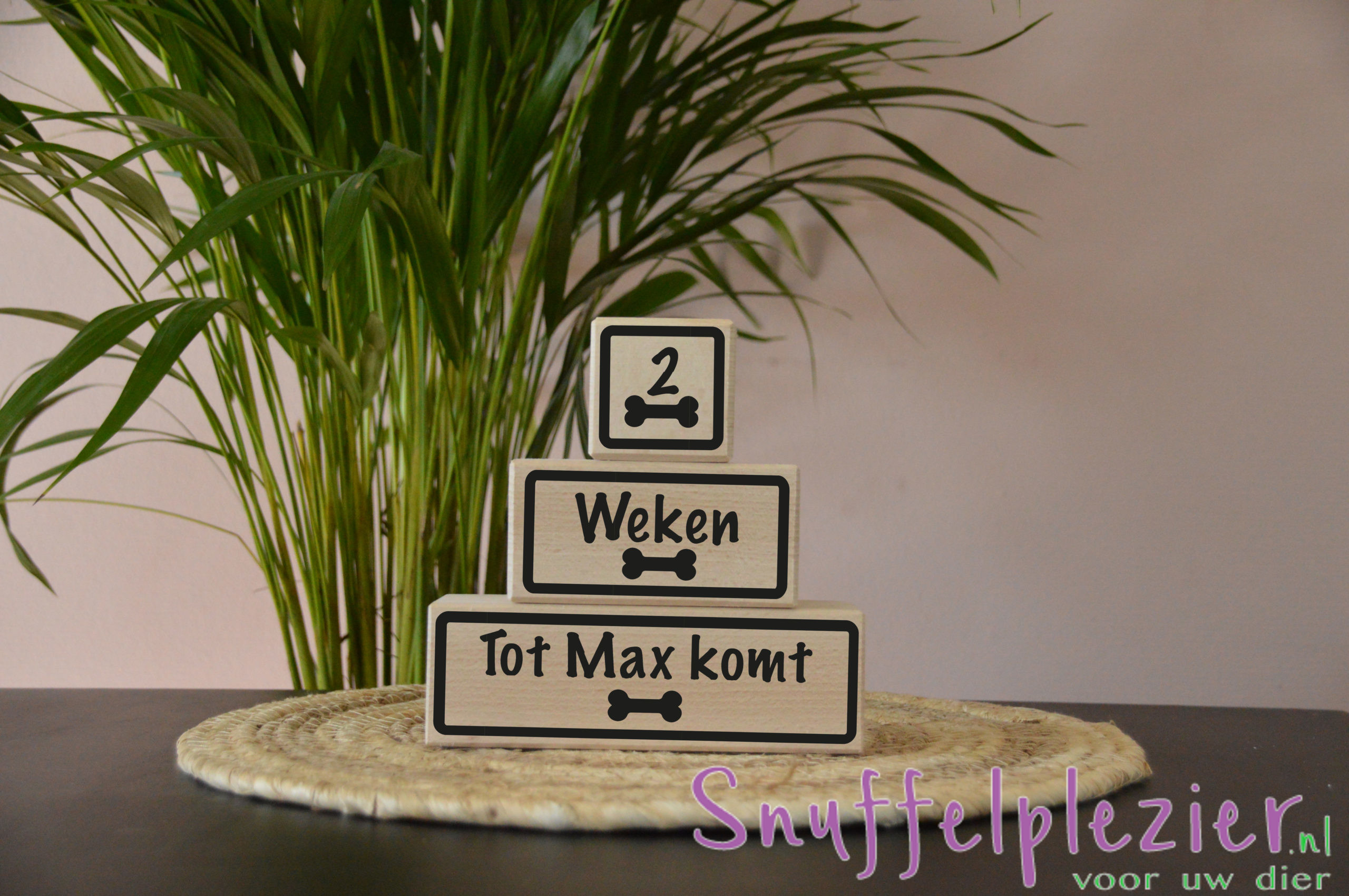Aftelblokken: 2 weken tot -naam pup- komt.