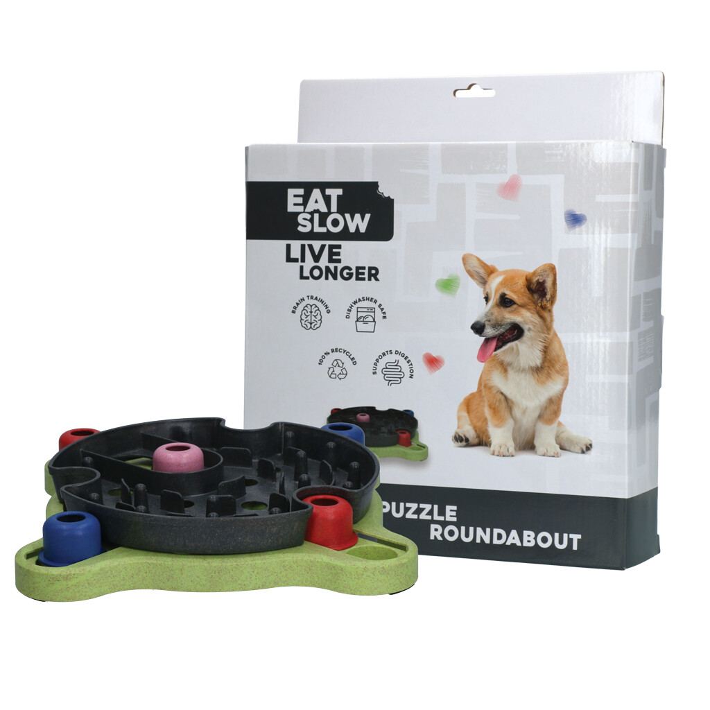 Roundabout van Eat Slow live Longer met doos