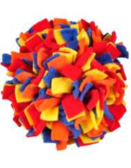 Snuffelbal van Flamingo, met 4 kleuren: geel, oranje, blauw, rood